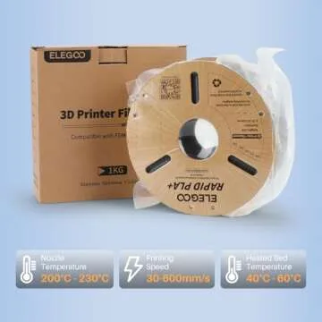ELEGOO Rapid PLA Plus Filament 1.75mm Black 4KG, PLA+ 3D Printer Filament for 30-600 mm/s High Speed Printing, Dimensional Accuracy +/- 0.02 mm, 4 Pack 1kg Spool(2.2lbs)