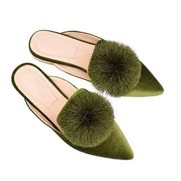 Trendy Fericzot Women’s Pom Pom Mules for Comfort