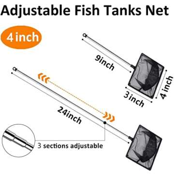 Grepol-V Fish Net for Fish Tank, Fine Mesh Aquarium Net with 9-24 Inch Stainless Steel Long Handle, ...