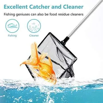 Grepol-V Fish Net for Fish Tank, Fine Mesh Aquarium Net with 9-24 Inch Stainless Steel Long Handle, Extendable Fishing Tank Net for Fish Shrimp Tank, Pond, Creek (4 inch)