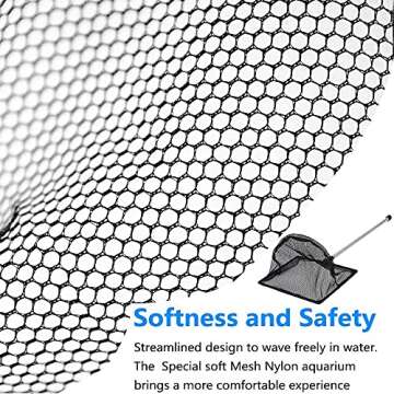 Grepol-V Fish Net for Fish Tank, Fine Mesh Aquarium Net with 9-24 Inch Stainless Steel Long Handle, Extendable Fishing Tank Net for Fish Shrimp Tank, Pond, Creek (4 inch)