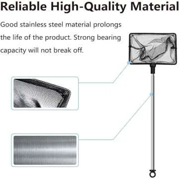 Grepol-V Fish Net for Fish Tank, Fine Mesh Aquarium Net with 9-24 Inch Stainless Steel Long Handle, Extendable Fishing Tank Net for Fish Shrimp Tank, Pond, Creek (4 inch)