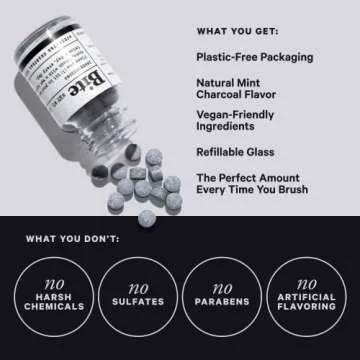 Bite Toothpaste Bits with Nano Hydroxyapatite - Eco and Travel-Friendly Whitening Toothpaste Tablets (Mint Charcoal)
