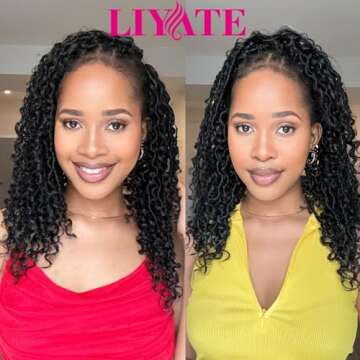 LIYATE Goddess Locs Crochet Hair 12 Inch 6 Packs Faux Locs Crochet Hair for Black Women Pre Looped S...