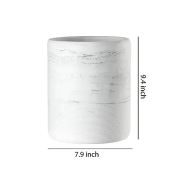 QL DESIGN Marble Look Round Waste Can - Durable and Elegant