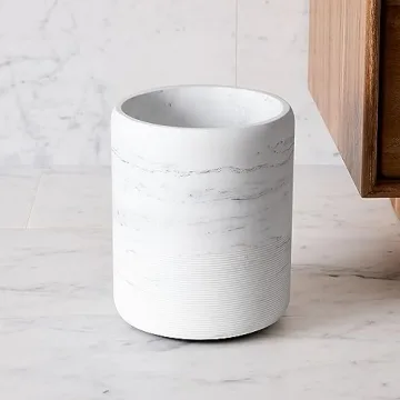 QL DESIGN Marble Look Round Waste Can - Durable and Elegant