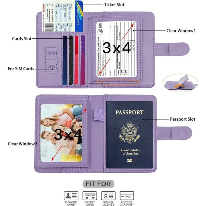 Cnycmy Lavender RFID Passport & Vaccine Card Holder