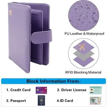 Cnycmy Lavender RFID Passport & Vaccine Card Holder