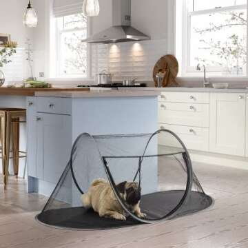 Outdoor Cat Enclosures, Portable Cat Tent for Bearded Dragon, Dogs and Small Animals, Cat Outdoor Tent with Foldable Bag(Black)