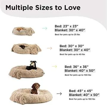 Best Friends by Sheri Bundle Set The Original Calming Shag Donut Cuddler Cat and Dog Bed + Pet Throw Blanket Taupe Small 23" x 23"