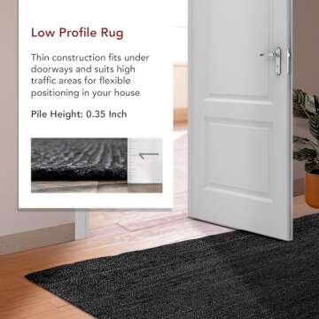 nuLOOM 2x10 Rigo Jute Hand Woven Area Rug, Black, Solid Farmhouse Design, Natural Fiber, For Bedroom, Living Room, Dining Room, Hallway, Office, Kitchen, Entryway