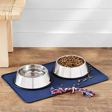 Amazon Basics Anti-Slip Pet Food Bowl Mat in Blue
