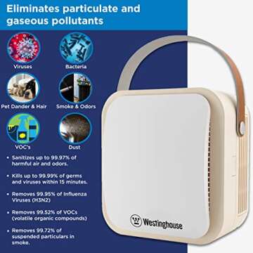 Westinghouse 1804 Patented NCCO Technology Portable Air Purifier with True HEPA Filter and NCCO Tech...