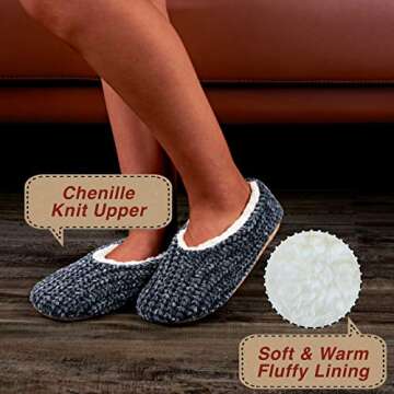 cosyone1997 2-Pair Womens Slipper Socks with Non-Slip Grippers, Winter Warm Fuzzy House Shoes Indoor...
