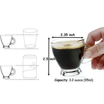 BOHEM'S Clear Glass Espresso Cups Set of 4