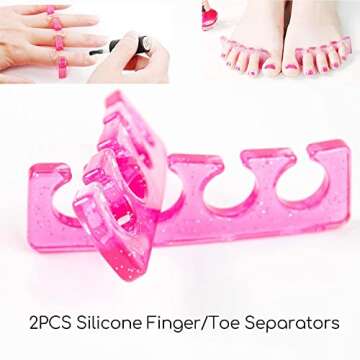 ANGENIL 15PCS Acrylic Nail Brush Set with UV Gel Nail Art Brushes and Double Ended Nail Dotting Pen Set Two Finger Toe Separators and Soft Kabuki Brush Powder for Nail Art Dust Remover