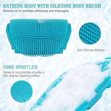 INNERNEED Soft Silicone Body Brush Body Wash Bath Shower Scrubber Exfoliating Glove Skin Care SPA Massage Tool, for Sensitive and All Kinds of Skin (Blue)