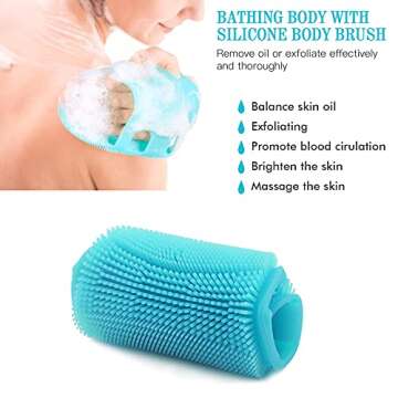 INNERNEED Soft Silicone Body Brush Body Wash Bath Shower Scrubber Exfoliating Glove Skin Care SPA Massage Tool, for Sensitive and All Kinds of Skin (Blue)