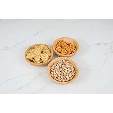 Lipper International Bamboo Wood Salad Bowls, Small, 7" Diameter x 2.25" Height, Set of 4 Bowls