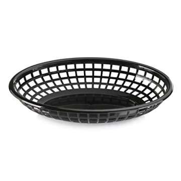 New Star Foodservice 44140 Fast Food Baskets, 9 1/4-Inch x 6-Inch Oval, Set of 12, Black
