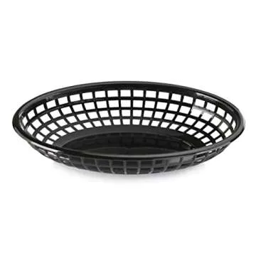 New Star Foodservice 44140 Fast Food Baskets, 9 1/4-Inch x 6-Inch Oval, Set of 12, Black