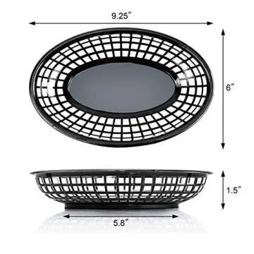 New Star Foodservice 44140 Fast Food Baskets, 9 1/4-Inch x 6-Inch Oval, Set of 12, Black