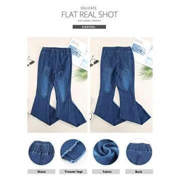 Sidefeel Women's Wide Leg Jeans High Waisted Bell Bottoms Elastic Waist Flare Pants Sky Blue Size 18