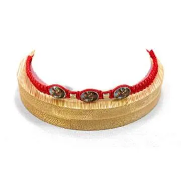 Saint Michael The Archangel Red and Gold Adjustable Bracelet