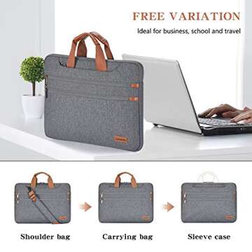 LONMEN 17.3 Inch Laptop Shoulder Bag,Computer Sleeve Carrying Case for 17.3" Lenovo IdeaPad 330 / Dell Inspiron 17 5000 / HP Pavilion/Acer/MSI/ASUS (Gray)