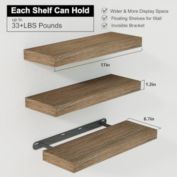 BOFIRE Wall Shelves - Modern Floating Wood Shelves