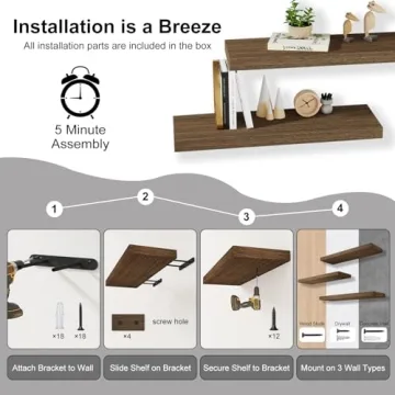 BOFIRE Wall Shelves - Modern Floating Wood Shelves