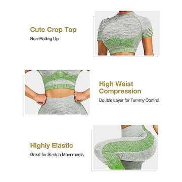 JOYMODE active wear outfits for women 2 piece workout sets gym for women long sleeve womens exercise clothes Seamless Leggings Crop Top yoga outfit