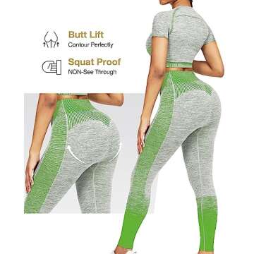 JOYMODE active wear outfits for women 2 piece workout sets gym for women long sleeve womens exercise clothes Seamless Leggings Crop Top yoga outfit