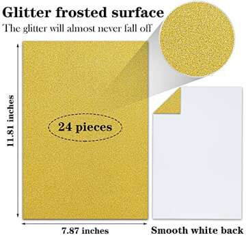 Twavang 24 Sheets Gold Glitter Cardstock Paper, A4 Premium Sparkly Paper for Scrapbook, DIY Projects...