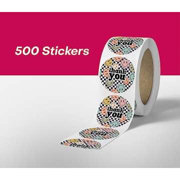 Cute Thank You Stickers (500 Count) Thank You for Supporting My Small Business Stickers 1.5” Round...