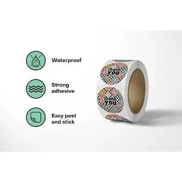 Cute Thank You Stickers (500 Count) Thank You for Supporting My Small Business Stickers 1.5” Round Waterproof Stickers Small Business Supplies Thank You Sticker Rolls - Smiles