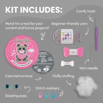 Cookie Box Crochet Kit for Beginners - Learn to Craft Amigurumi Stuffed Animals - Knitting Gift for ...
