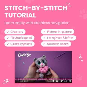 Cookie Box Crochet Kit for Beginners - Learn to Craft Amigurumi Stuffed Animals - Knitting Gift for Kids (13+) and Adults - Beginner-Friendly Yarn - Stitch-by-Stitch Video Tutorial - Bear Ted