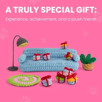 Cookie Box Crochet Kit for Beginners - Learn to Craft Amigurumi Stuffed Animals - Knitting Gift for Kids (13+) and Adults - Beginner-Friendly Yarn - Stitch-by-Stitch Video Tutorial - Bear Ted