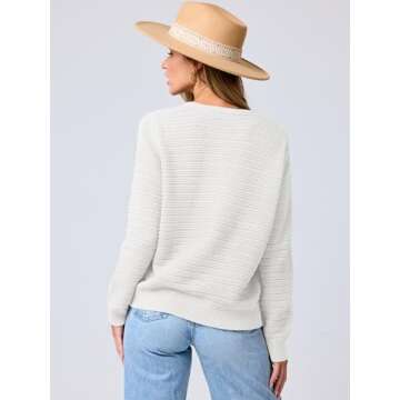 ANRABESS Women's Tweed Knit Cardigan Sweater Casual Long Sleeve Cropped Button Down Lady Jackets 2025 Spring Fashion Outwear White Small