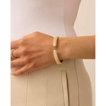 PAVOI 14K Yellow Gold Plated Cubic Zirconia Pave Bangle for Women | Cuff Bracelet 7.5-Inch