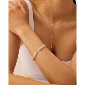 PAVOI 14K Yellow Gold Plated Cubic Zirconia Pave Bangle for Women | Cuff Bracelet 7.5-Inch