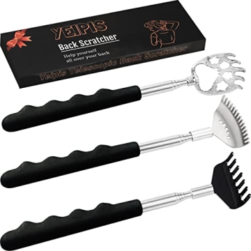 Yeipis Portable Telescoping Back Scratcher - 3 Pack with Rubber Handles