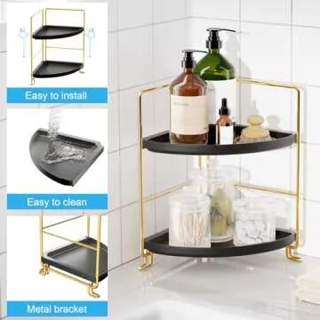 FSyueyun 2-Tier Corner Bathroom Organizer - Tool-Free Install