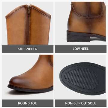 Vepose Women's Knee High Boots 956 Camel Zipper Casual Weather Tall Fashion Retro Vegan Boots for Women Size 11(CJY956 Camel 11)