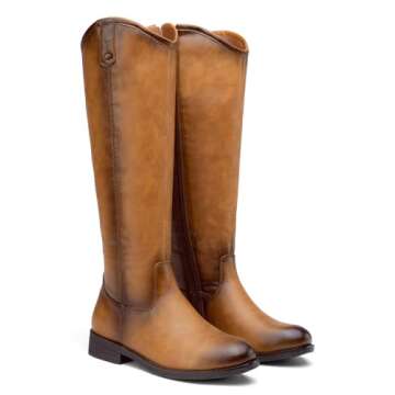 Vepose Women's Knee High Boots 956 Camel Zipper Casual Weather Tall Fashion Retro Vegan Boots for Women Size 11(CJY956 Camel 11)