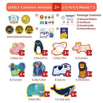 Mideer Puzzles for Kids Ages 2 +, Level Up Jigsaw Puzzles for Children, Pre School Learning Games, T...