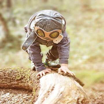 Happy Will Pilot Aviator Fleece Warm Hat Cap with Earmuffs for Kids Toddlers Celadon Brown