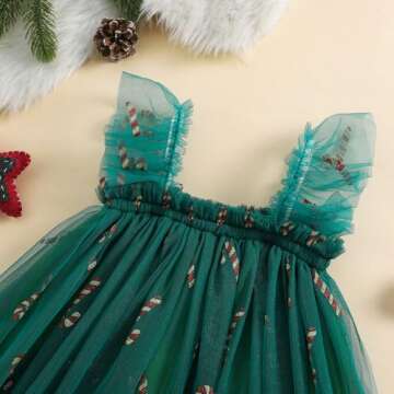 Toddler Christmas Tutu Dress Baby Girl Sleeveless Layered Tulle Dress Little Girl Princess Dresses Christmas Outfit (Candy Cane Green, 18-24 Months)