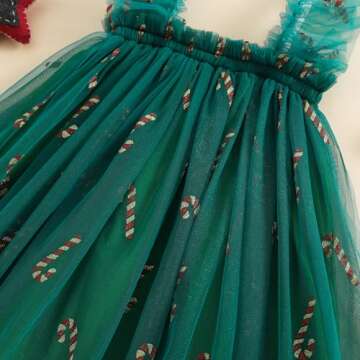 Toddler Christmas Tutu Dress Baby Girl Sleeveless Layered Tulle Dress Little Girl Princess Dresses Christmas Outfit (Candy Cane Green, 18-24 Months)